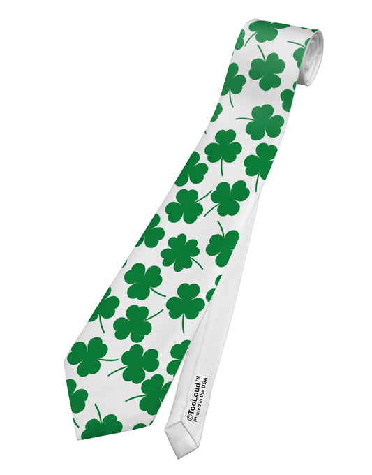 Find the 4 Leaf Clover Shamrocks Printed White Necktie All Over Print