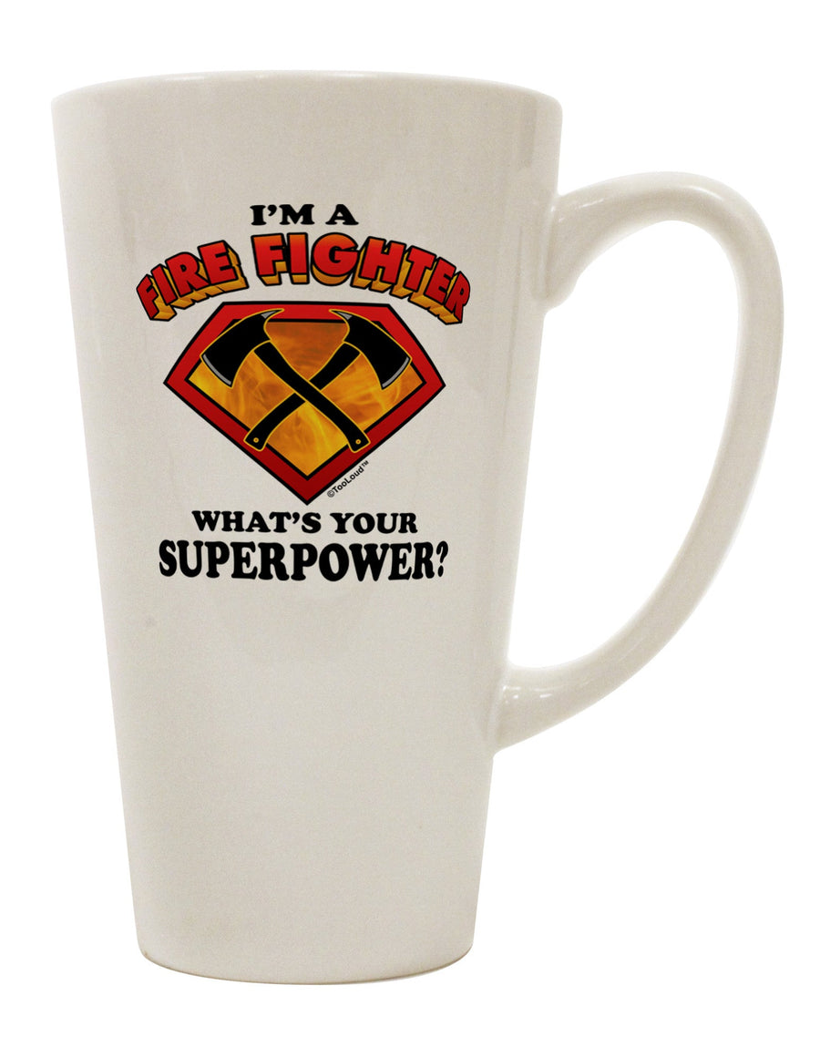 Firefighter - Superpower 16 oz Conical Latte Coffee Mug - TooLoud-Conical Latte Mug-TooLoud-White-Davson Sales