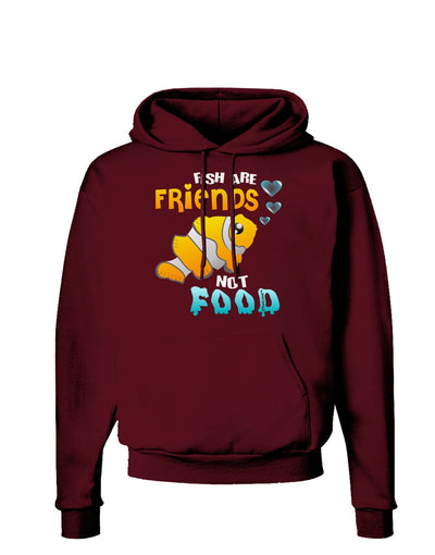 Fish Are Friends Not Food Dark Hoodie Sweatshirt-Hoodie-TooLoud-Maroon-Small-Davson Sales