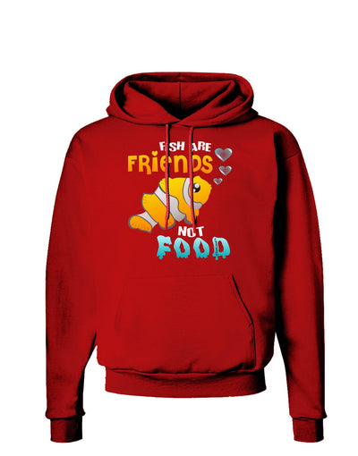 Fish Are Friends Not Food Dark Hoodie Sweatshirt-Hoodie-TooLoud-Red-Small-Davson Sales