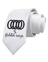 Five Golden Rings Text Printed White Necktie