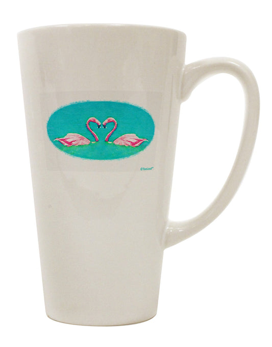 Flamingos Watercolor Conical Latte Coffee Mug - Perfect for Love Birds - TooLoud-Conical Latte Mug-TooLoud-White-Davson Sales