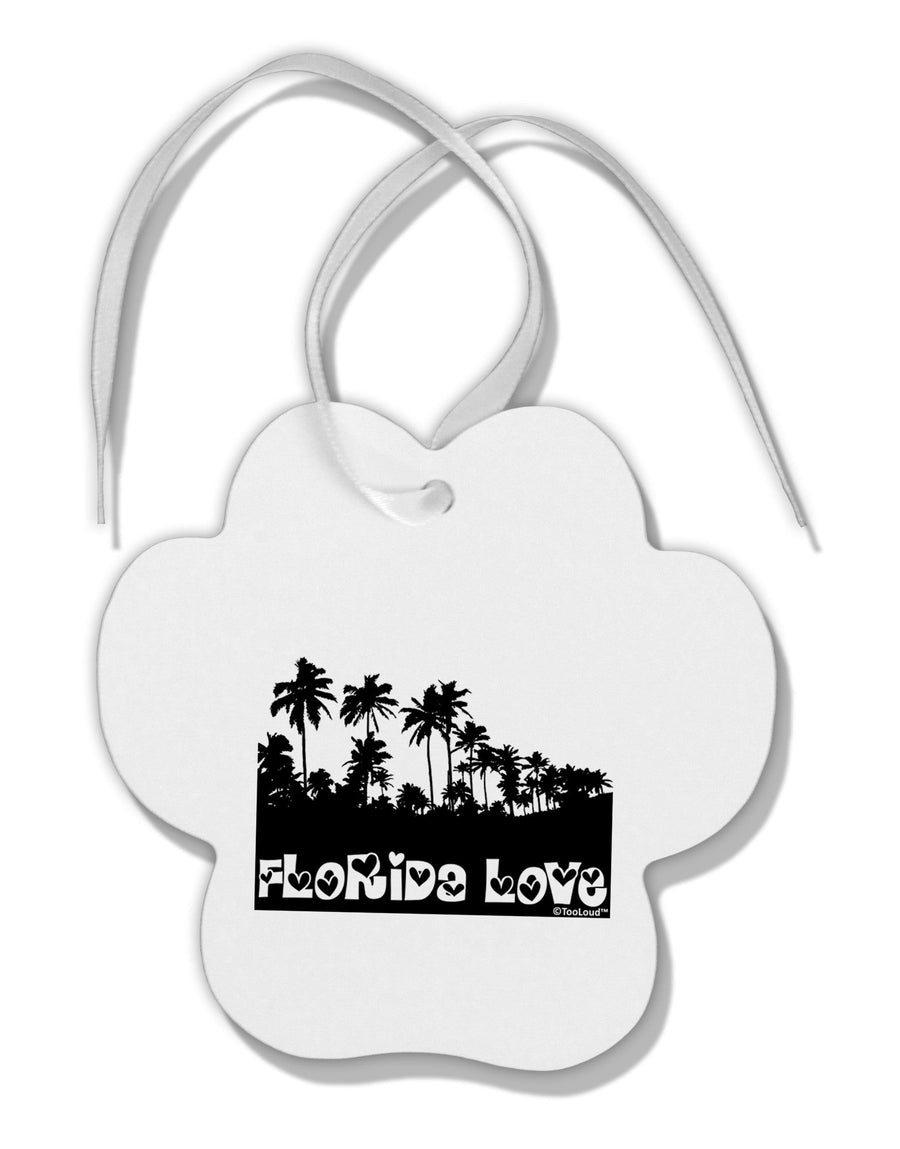 Florida Love - Palm Trees Cutout Design Paw Print Shaped Ornament by TooLoud-Ornament-TooLoud-White-Davson Sales