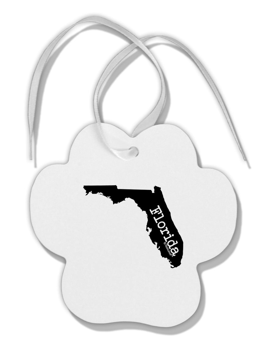 Florida - United States Shape Paw Print Shaped Ornament-Ornament-TooLoud-White-Davson Sales