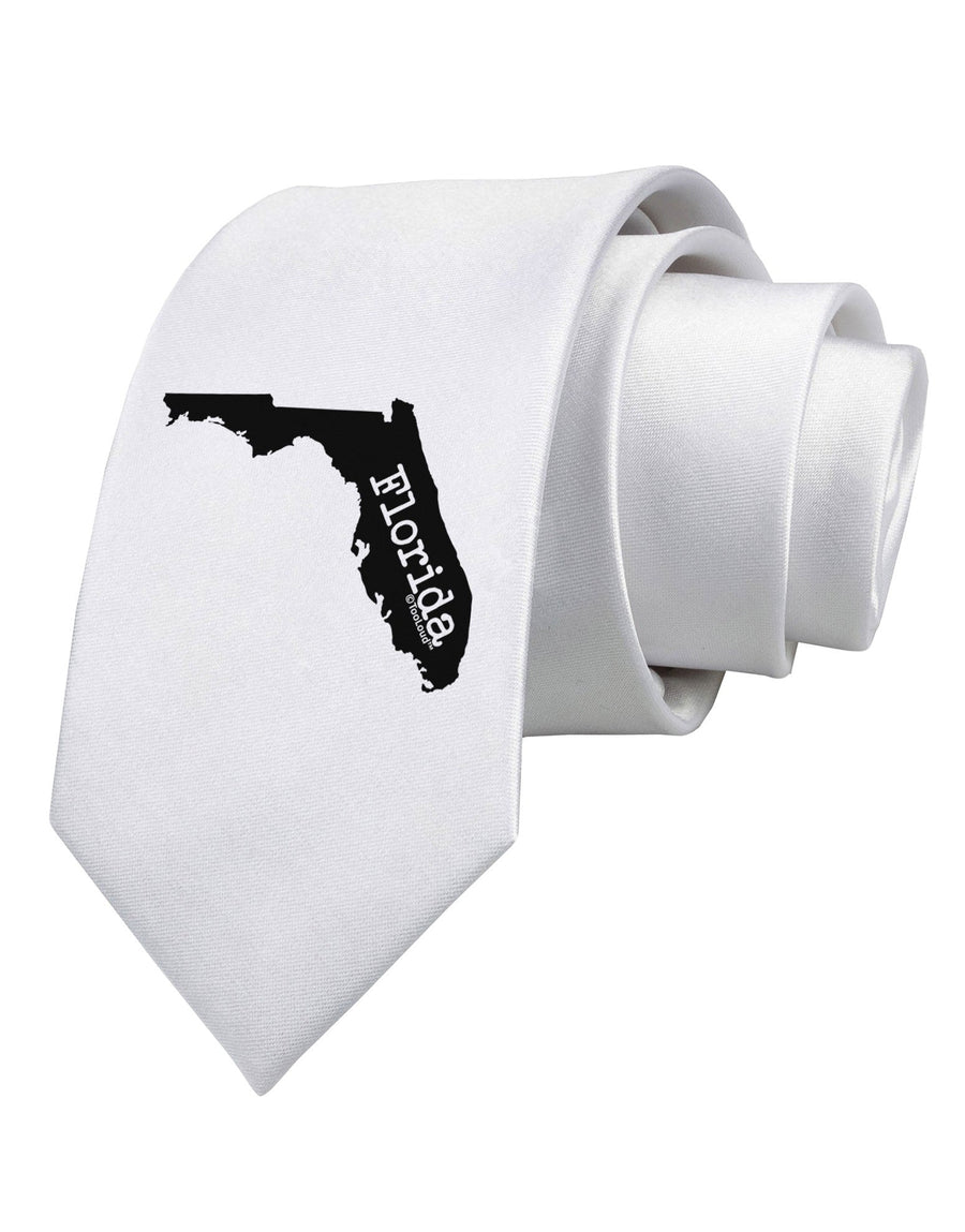 Florida - United States Shape Printed White Necktie by TooLoud