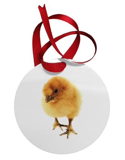 Fluffy Chick Circular Metal Ornament-Ornament-TooLoud-White-Davson Sales