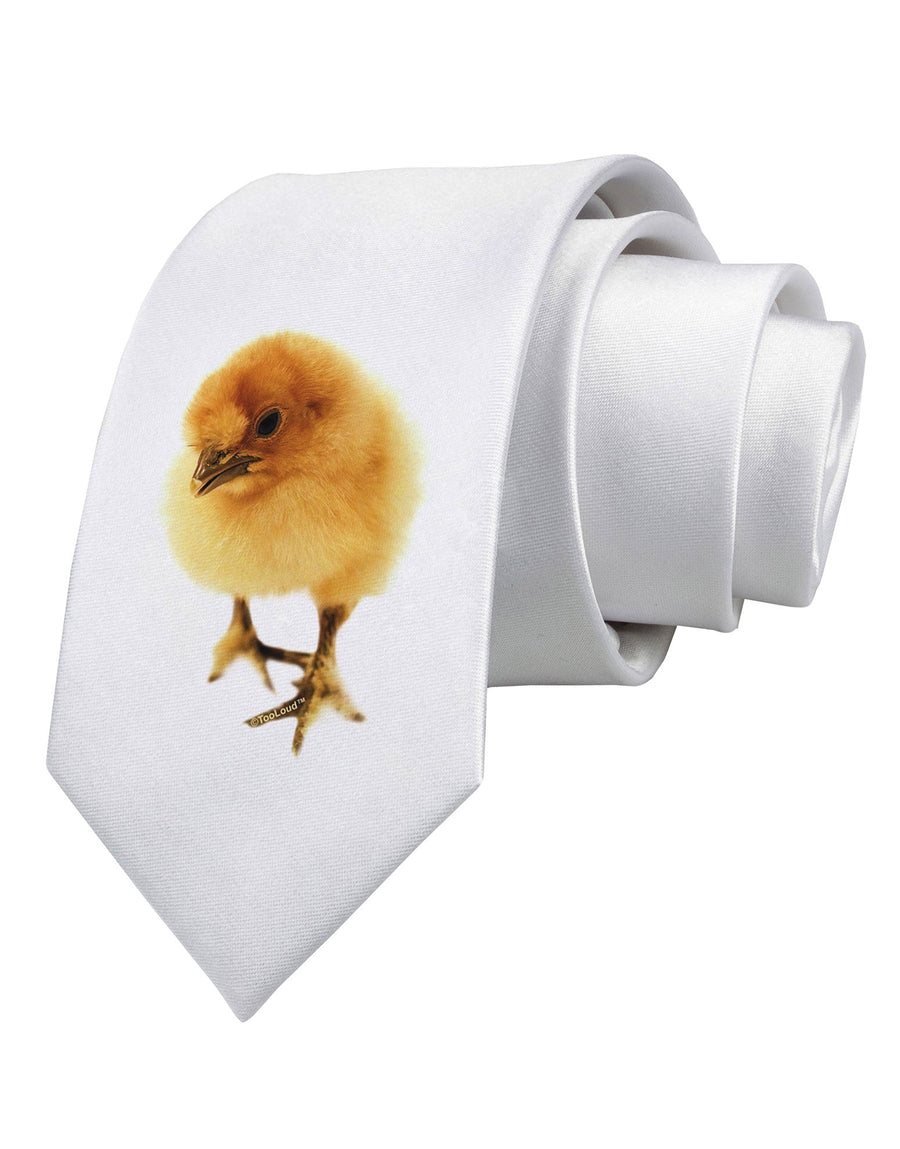 Fluffy Chick Printed White Necktie