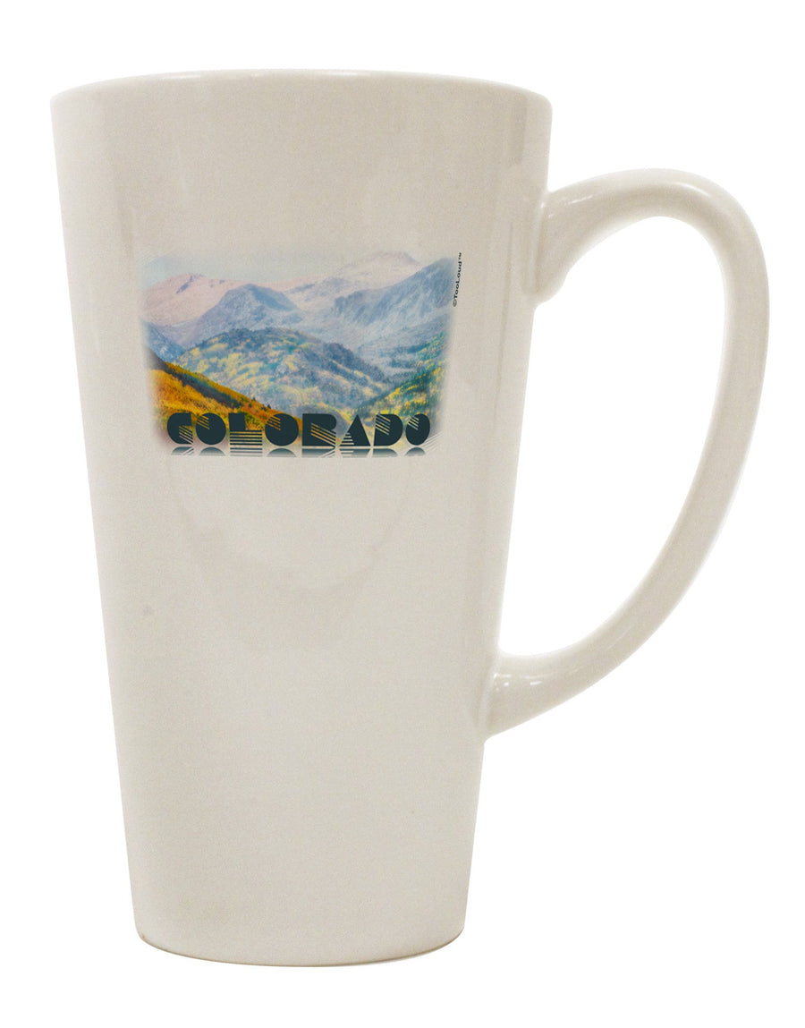 Fog Mountains Text 16 Ounce Conical Latte Coffee Mug - Expertly Crafted Drinkware-Conical Latte Mug-TooLoud-White-Davson Sales