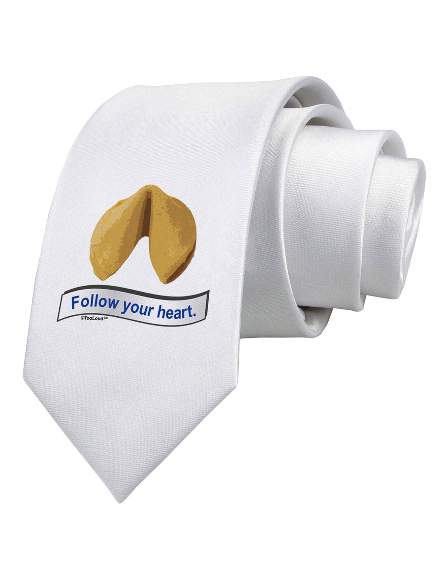 Follow Your Heart Fortune Printed White Necktie