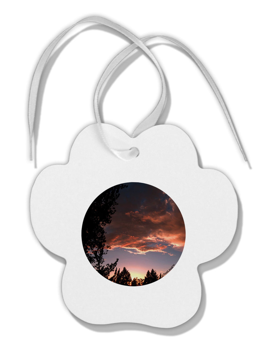 Forest Sunset Paw Print Shaped Ornament by TooLoud-Ornament-TooLoud-White-Davson Sales