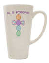 Forgiving Cross Faux Applique 16 oz Conical Latte Coffee Mug - Expertly Crafted Drinkware-Conical Latte Mug-TooLoud-White-Davson Sales