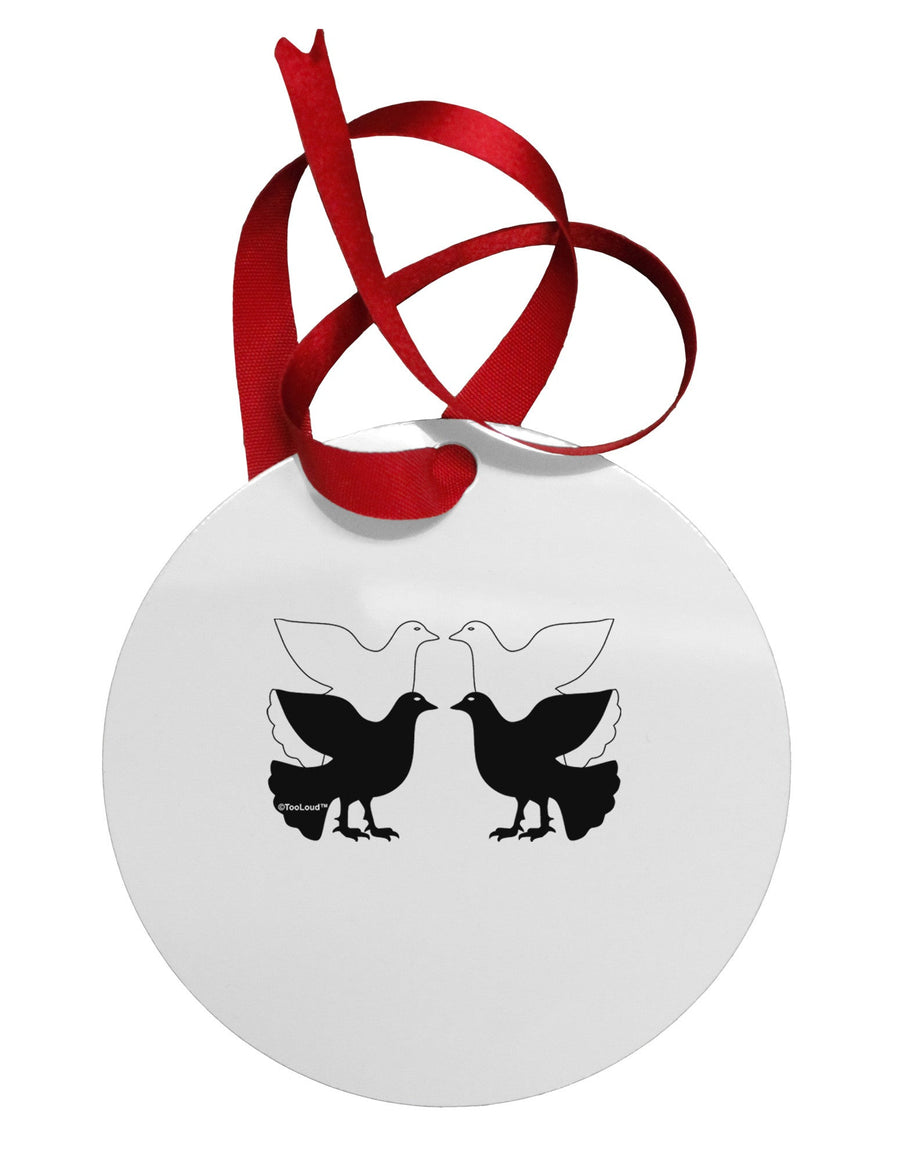 Four Calling Birds Circular Metal Ornament-Ornament-TooLoud-White-Davson Sales