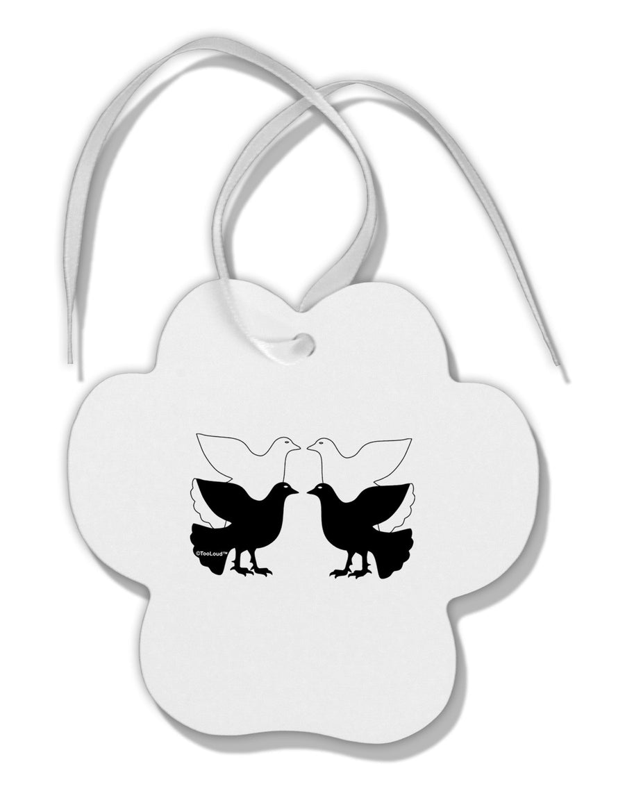 Four Calling Birds Paw Print Shaped Ornament-Ornament-TooLoud-White-Davson Sales