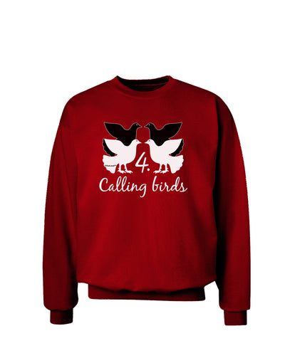 Four Calling Birds Text Adult Dark Sweatshirt-Sweatshirts-TooLoud-Deep-Red-Small-Davson Sales