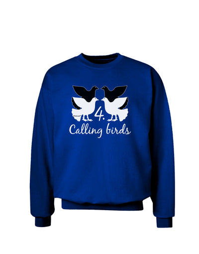 Four Calling Birds Text Adult Dark Sweatshirt-Sweatshirts-TooLoud-Deep-Royal-Blue-Small-Davson Sales