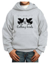 Four Calling Birds Text Youth Hoodie Pullover Sweatshirt-Youth Hoodie-TooLoud-Ash-XS-Davson Sales