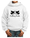 Four Calling Birds Text Youth Hoodie Pullover Sweatshirt-Youth Hoodie-TooLoud-White-XS-Davson Sales