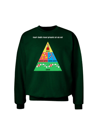 Four Main Food Groups of an Elf - Christmas Adult Dark Sweatshirt-Sweatshirts-TooLoud-Deep-Forest-Green-Small-Davson Sales