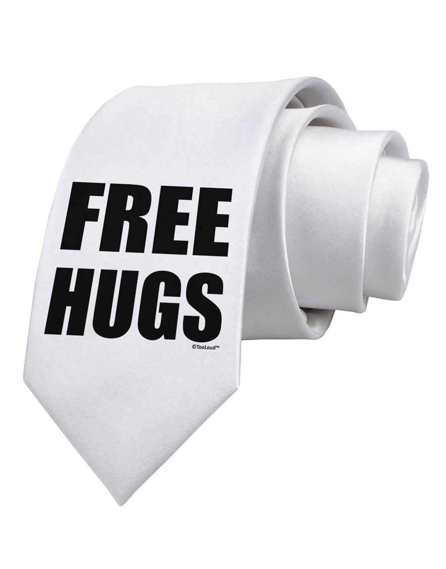 Free Hugs Printed White Necktie