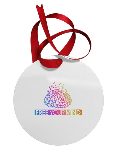 Free Your Mind Circular Metal Ornament-Ornament-TooLoud-White-Davson Sales