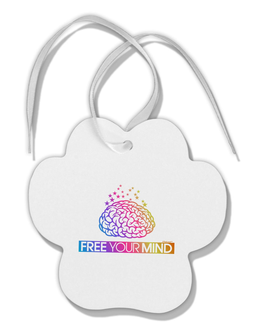 Free Your Mind Paw Print Shaped Ornament-Ornament-TooLoud-White-Davson Sales