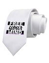 Free Your Mind Text Printed White Necktie