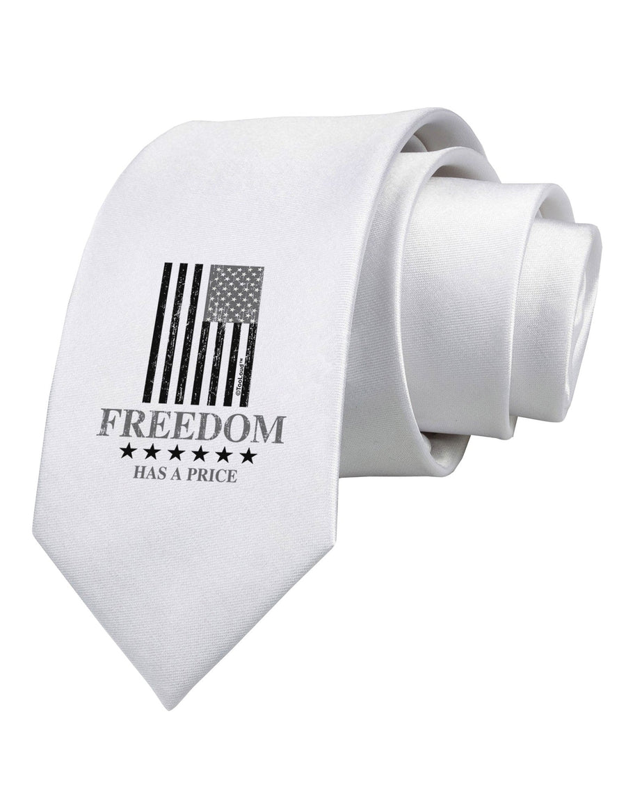 Freedom Flag BnW Printed White Necktie