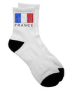 French Flag Adult Short Socks with Distressed France Text - TooLoud-Socks-TooLoud-White-Ladies-4-6-Davson Sales