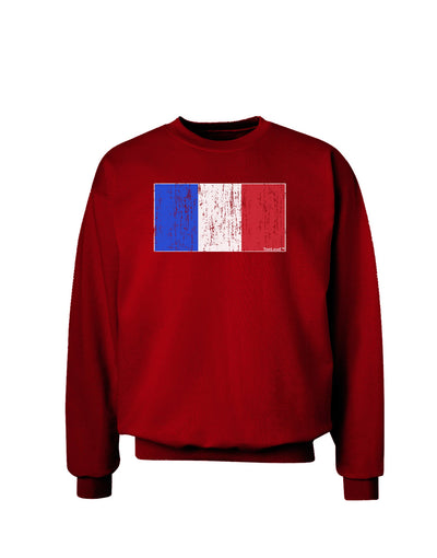 French Flag - France Distressed Adult Dark Sweatshirt by TooLoud-Sweatshirts-TooLoud-Deep-Red-Small-Davson Sales