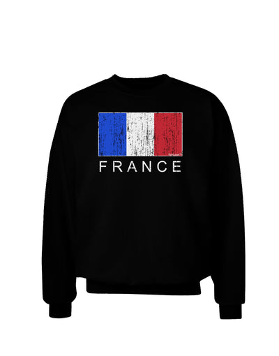 French Flag - France Text Distressed Adult Dark Sweatshirt by TooLoud-Sweatshirts-TooLoud-Black-Small-Davson Sales