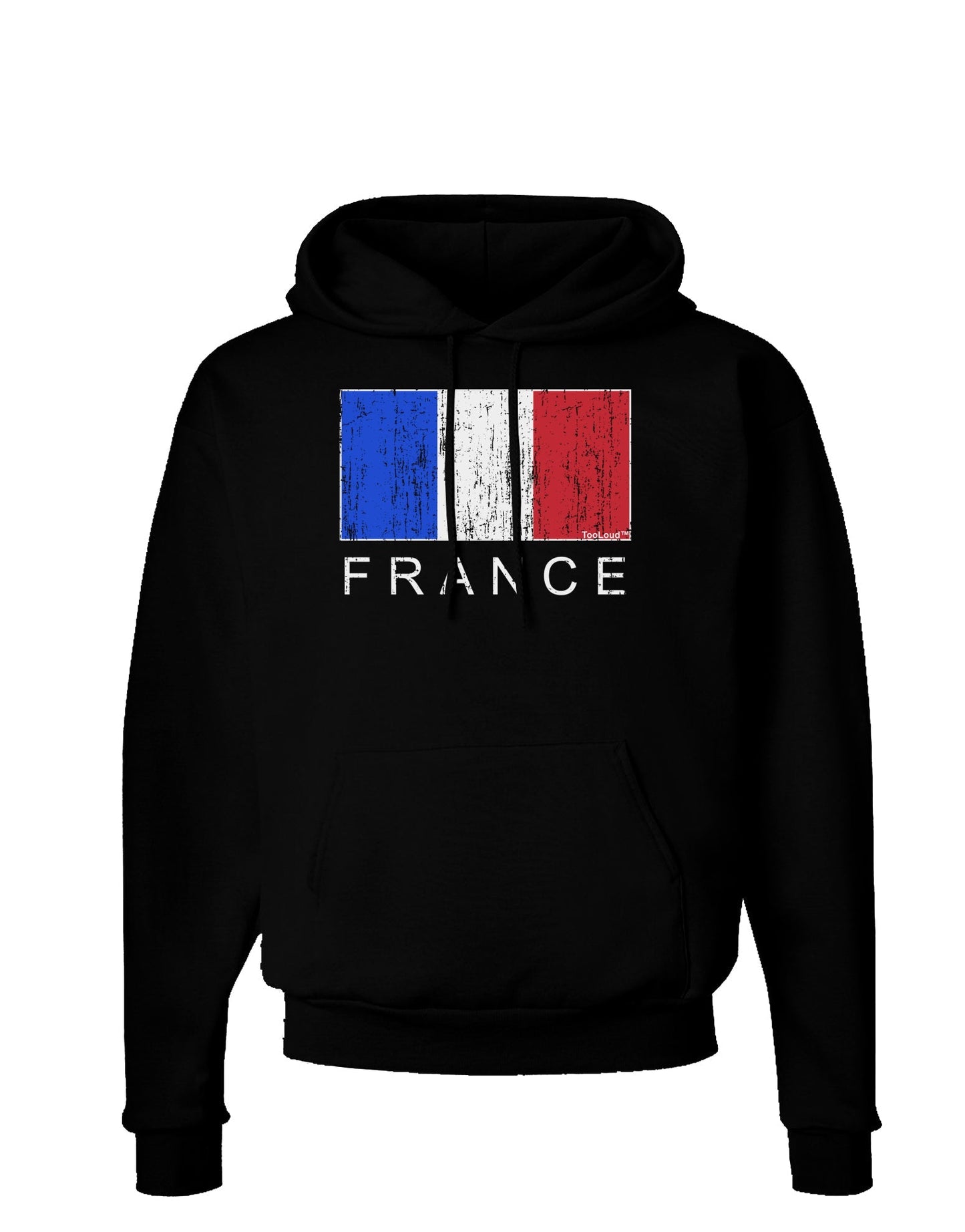 French Flag - France Text Distressed Dark Hoodie Sweatshirt by TooLoud-Hoodie-TooLoud-Black-Small-Davson Sales
