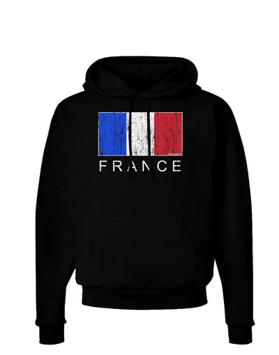 French Flag - France Text Distressed Dark Hoodie Sweatshirt by TooLoud-Hoodie-TooLoud-Black-Small-Davson Sales