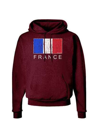 French Flag - France Text Distressed Dark Hoodie Sweatshirt by TooLoud-Hoodie-TooLoud-Maroon-Small-Davson Sales