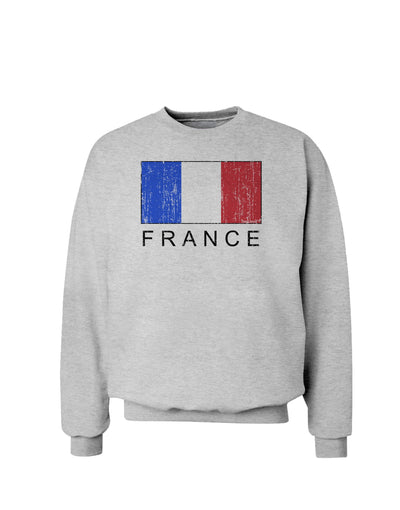 French Flag - France Text Distressed Sweatshirt by TooLoud-Sweatshirts-TooLoud-AshGray-Small-Davson Sales