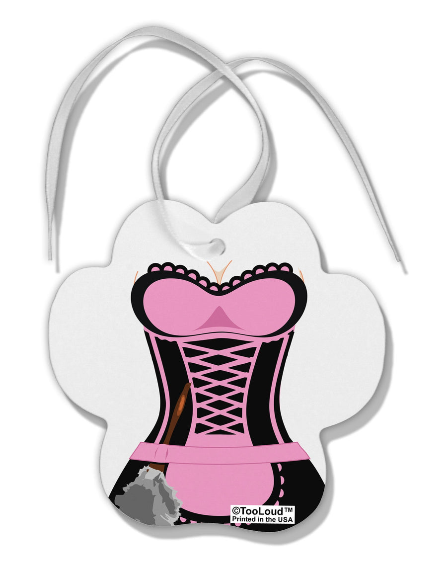 French Maid Pink AOP Paw Print Shaped Ornament All Over Print-Ornament-TooLoud-White-Davson Sales