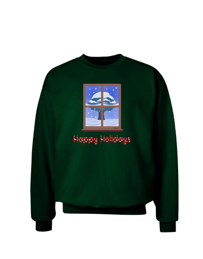 Frosty Window - Happy Holidays Adult Dark Sweatshirt-Sweatshirts-TooLoud-Deep-Forest-Green-Small-Davson Sales