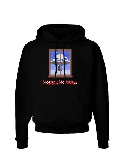 Frosty Window - Happy Holidays Dark Hoodie Sweatshirt-Hoodie-TooLoud-Black-Small-Davson Sales