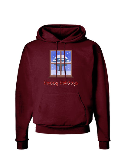 Frosty Window - Happy Holidays Dark Hoodie Sweatshirt-Hoodie-TooLoud-Maroon-Small-Davson Sales