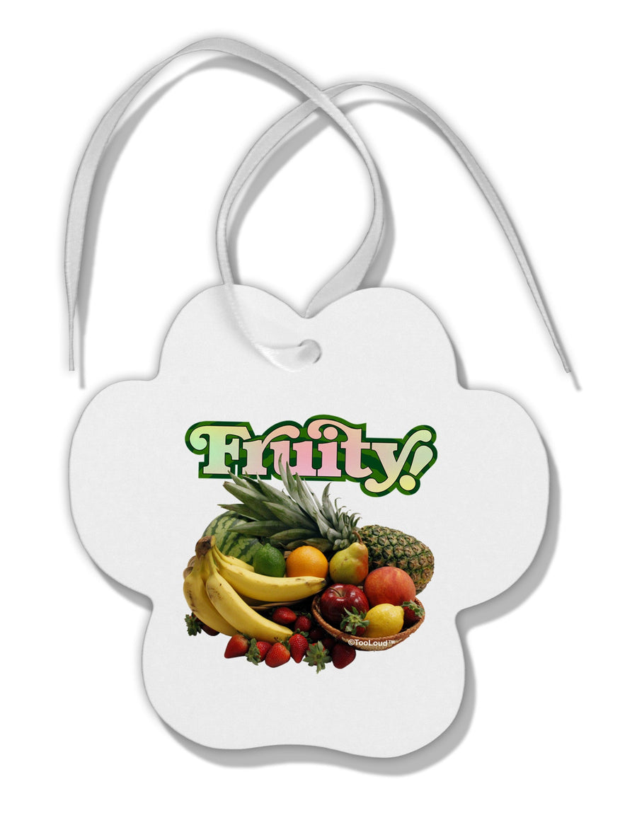 Fruity Fruit Basket Paw Print Shaped Ornament-Ornament-TooLoud-White-Davson Sales