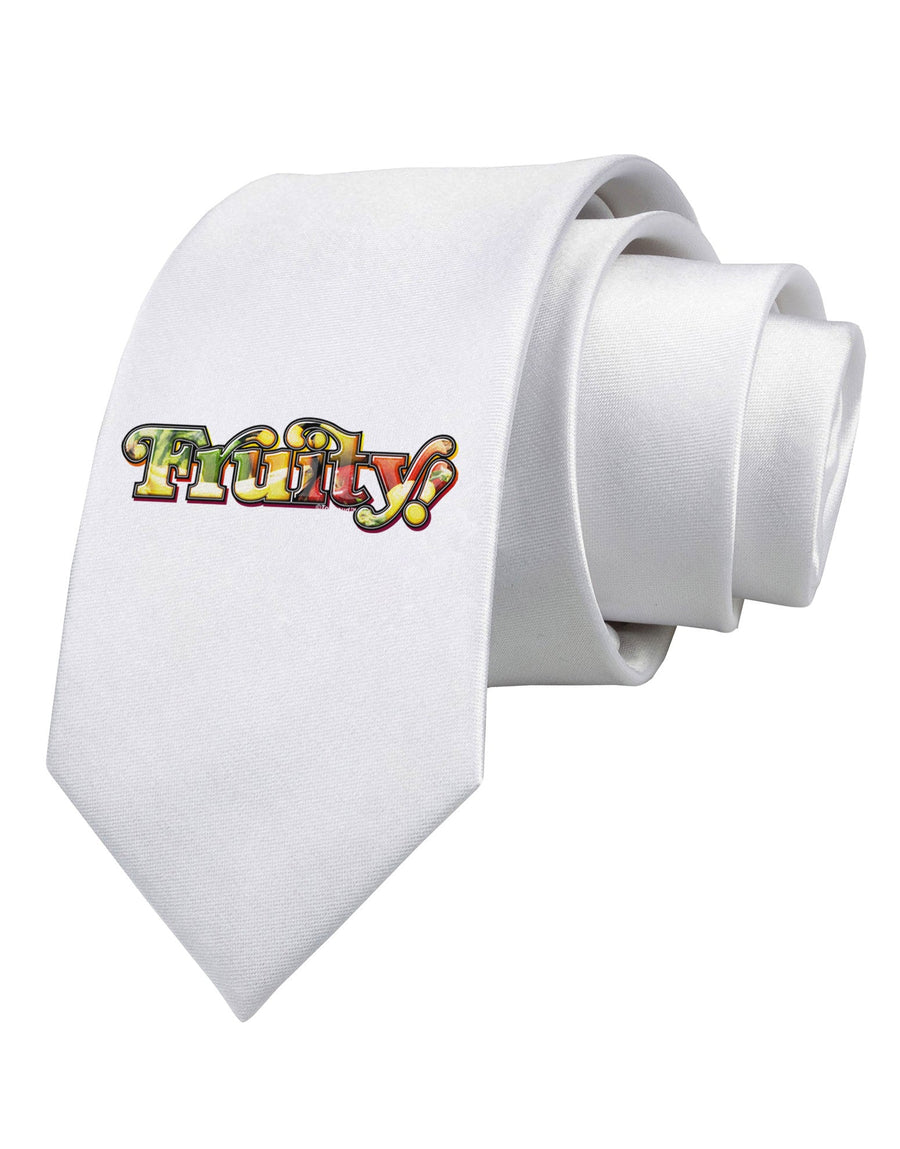 Fruity Text Printed White Necktie