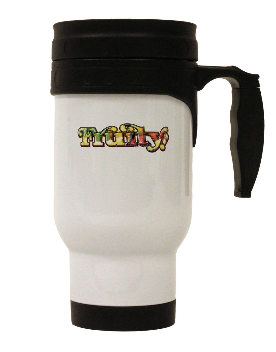 Fruity Text Stainless Steel 14oz Travel Mug-Travel Mugs-TooLoud-White-Davson Sales