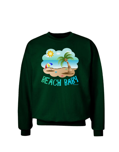 Fun Summer Beach Scene - Beach Baby Adult Dark Sweatshirt by TooLoud-Sweatshirts-TooLoud-Deep-Forest-Green-Small-Davson Sales