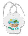 Fun Summer Beach Scene - Beach Bum Paw Print Shaped Ornament by TooLoud-Ornament-TooLoud-White-Davson Sales