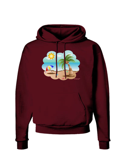 Fun Summer Beach Scene Dark Hoodie Sweatshirt by TooLoud-Hoodie-TooLoud-Maroon-Small-Davson Sales