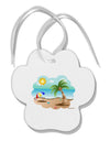 Fun Summer Beach Scene Paw Print Shaped Ornament by TooLoud-Ornament-TooLoud-White-Davson Sales