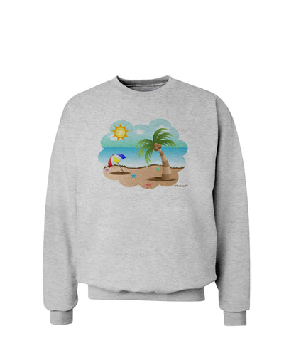 Fun Summer Beach Scene Sweatshirt by TooLoud-Sweatshirts-TooLoud-AshGray-Small-Davson Sales