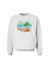 Fun Summer Beach Scene Sweatshirt by TooLoud-Sweatshirts-TooLoud-White-Small-Davson Sales