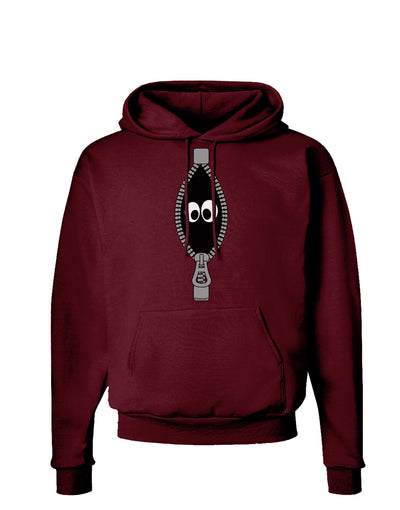 Funny Eyes Peeking Out of Zipper Dark Hoodie Sweatshirt by TooLoud-Hoodie-TooLoud-Maroon-Small-Davson Sales