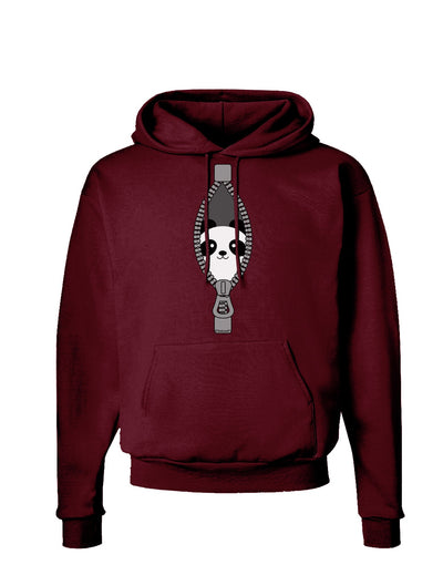 Funny Panda Peeking Out of Zipper Dark Hoodie Sweatshirt by TooLoud-Hoodie-TooLoud-Maroon-Small-Davson Sales