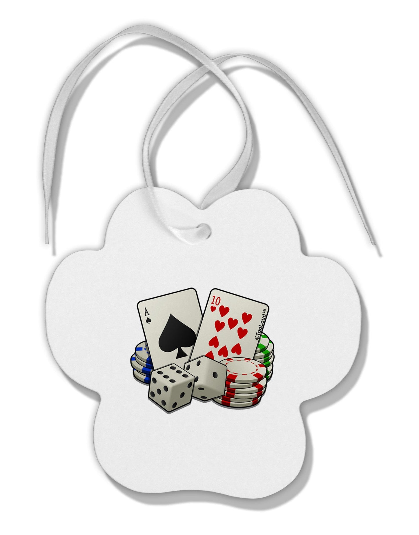 Gambling Weapons Paw Print Shaped Ornament-Ornament-TooLoud-White-Davson Sales